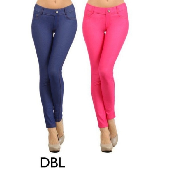 Stretchy Leggings Jeggings Skinny Pants Denim Blue - Picture 2 of 4